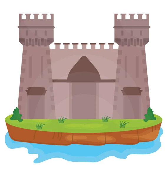 Ancien Château Royaume Sur Île — Image vectorielle