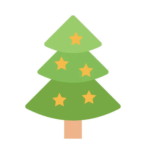 Uma Árvore Natal Com Decorações Estrelas Ícone Decorações Xmas — Vetor de Stock