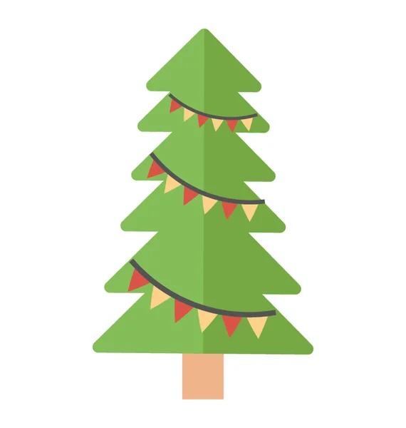 Vánoční Stromeček Vlajkou Dekorace Vánoční Ozdoby Ikonu — Stockový vektor