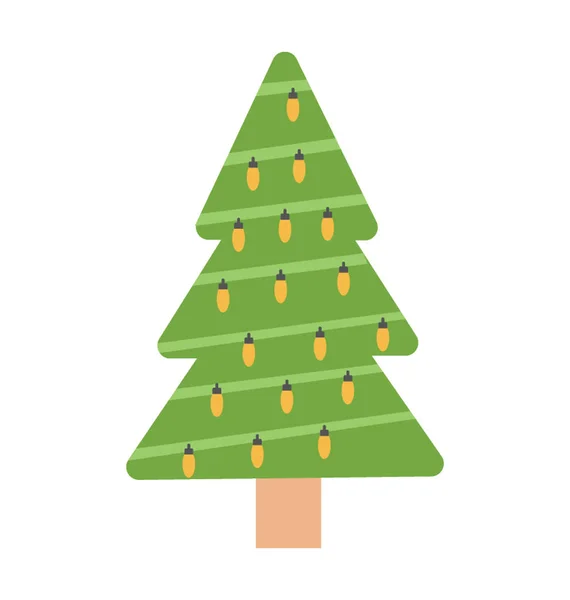 Vánoční Stromeček Vánoční Světelné Dekorace Vánoční Ozdoby Ikonu — Stockový vektor