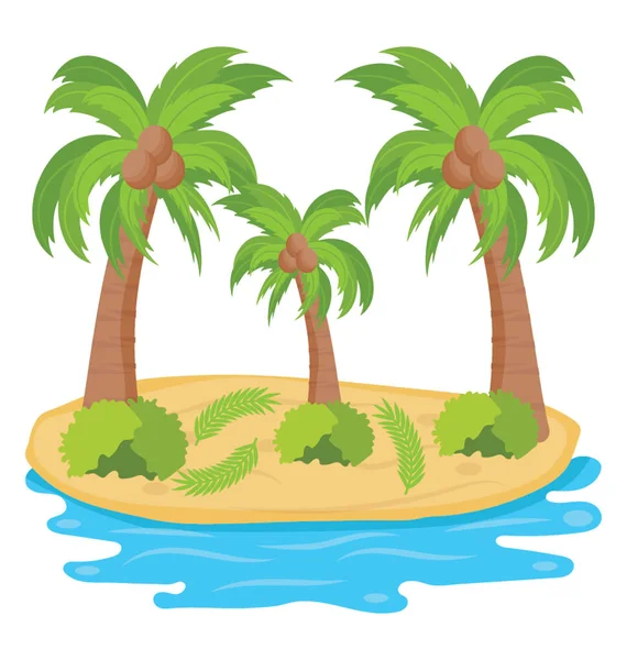 Una Isla Con Árboles Una Isla Tropical Junto Mar — Vector de stock