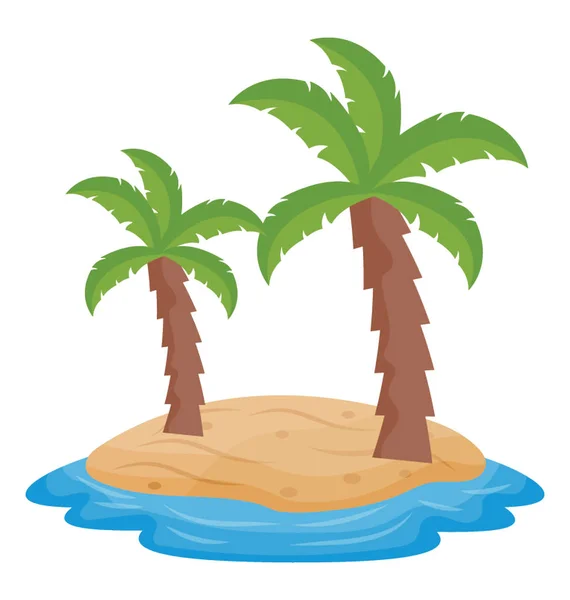 Una Isla Con Árboles Una Isla Tropical Junto Mar — Vector de stock