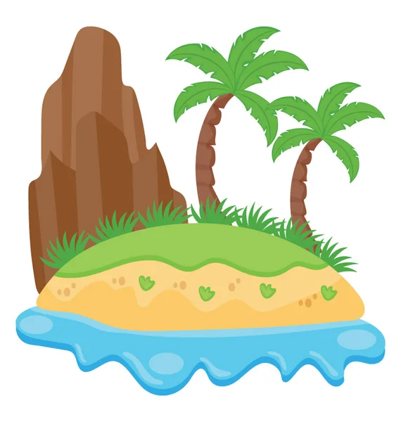 Una Isla Con Árboles Una Isla Tropical Junto Mar — Vector de stock