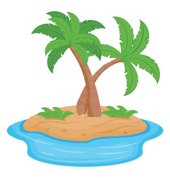 Ağaçlar Bir Sahil Tropik Ada Bir Ada — Stok Vektör