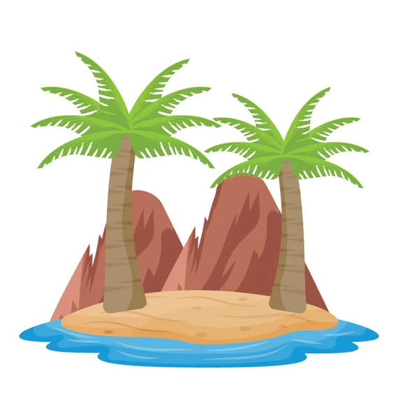 Una Isla Con Árboles Una Isla Tropical Junto Mar — Vector de stock