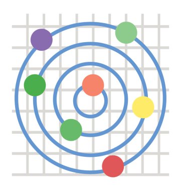 Radar grafik kavramsallaştırma çizgi grafiği ile rasgele kilometre taşları