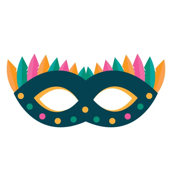 Mardi Gras Veer Verfraaid Masker Veren Masker Pictogram — Stockvector