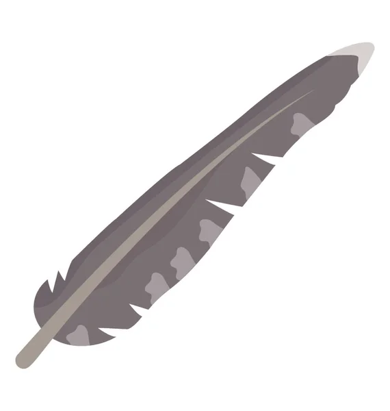 Feather Plat Gekleurd Pictogram — Stockvector