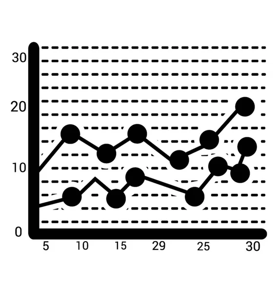 Gráfico Com Gráfico Linhas Com Marcos Nele Levantando Para Cima — Vetor de Stock