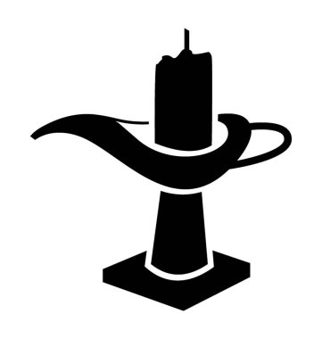 Sihirli bir lamba ile bir mum tutucu olarak kullanılan 