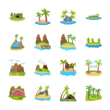 Ada sahneleri vektör simgeler 