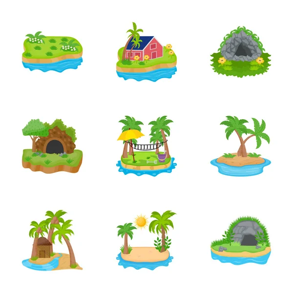 Isla Vector Iconos Conjunto — Archivo Imágenes Vectoriales