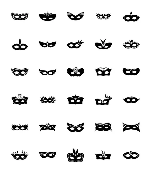 Máscara Facial Glifo Vector Iconos — Vector de stock