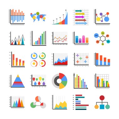 Infographic düz Icons Set