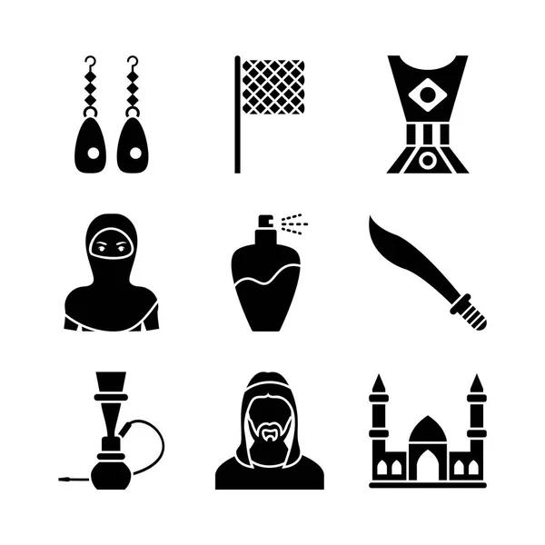 Altes Traditionelles Erbe Arabischen Glyphen Ikonen — Stockvektor