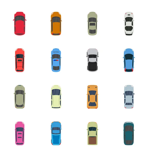 Colorful Top View Cars Vector — Stock Vector