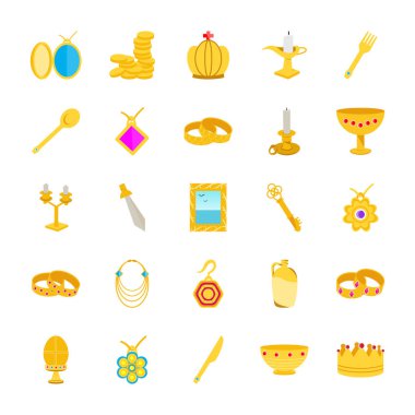 Hazine düz Icons Set
