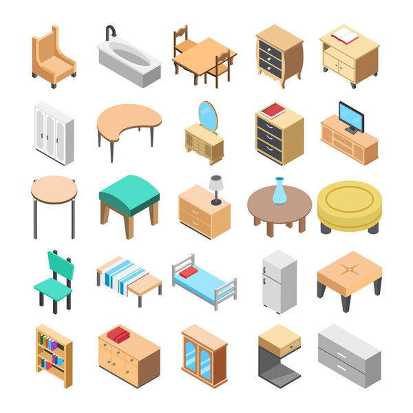 Векторные иконы деревянной мебели
 