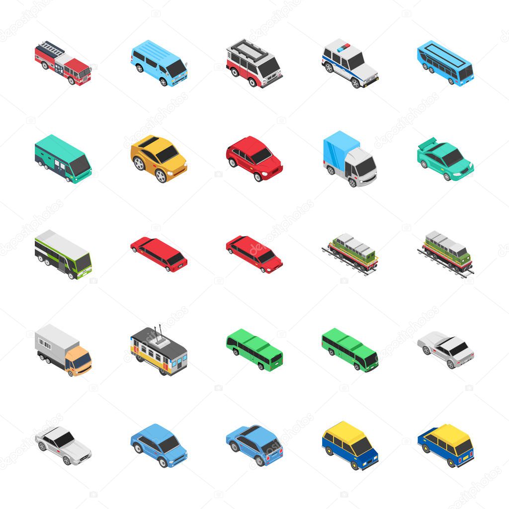 Automobile Flat Vector Icons