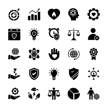 Sosyal sorumluluk glif vektör simgeler 