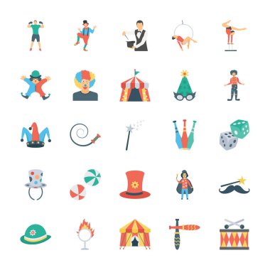 Karnaval sirk Icons Set