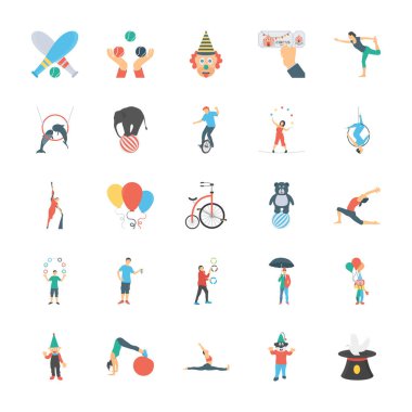Sirk düz Icons set