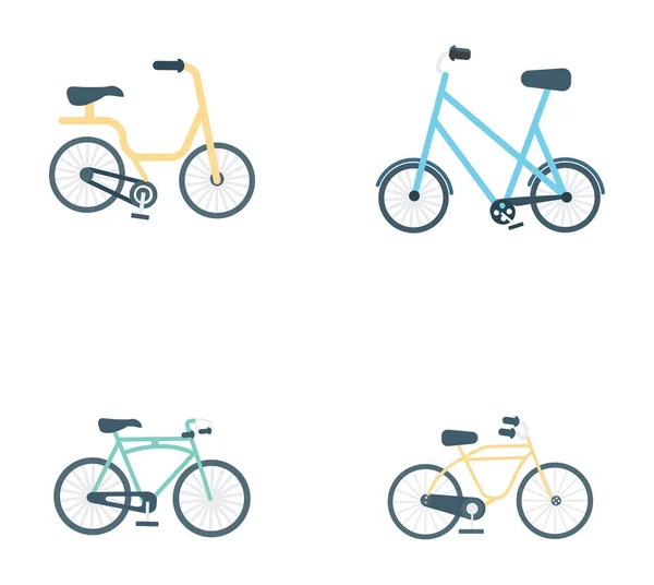 Vélos Icônes Vectorielles Plates — Image vectorielle