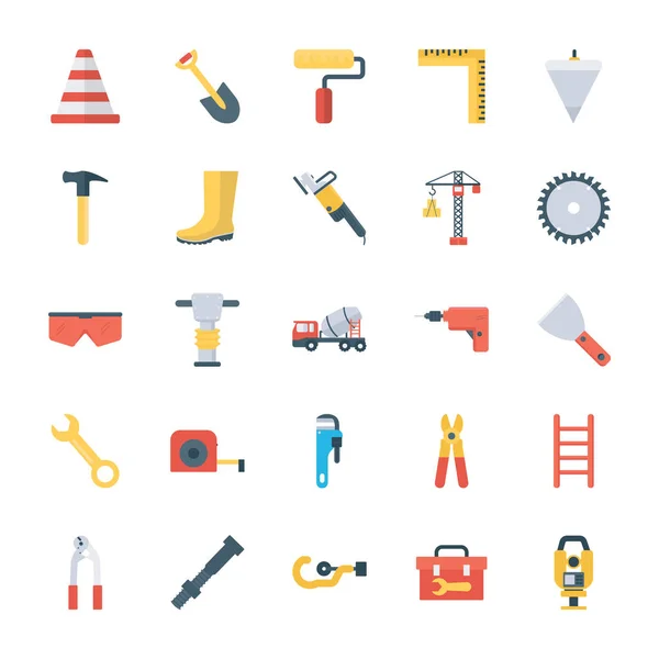 Outils Construction Vecteurs Plats — Image vectorielle