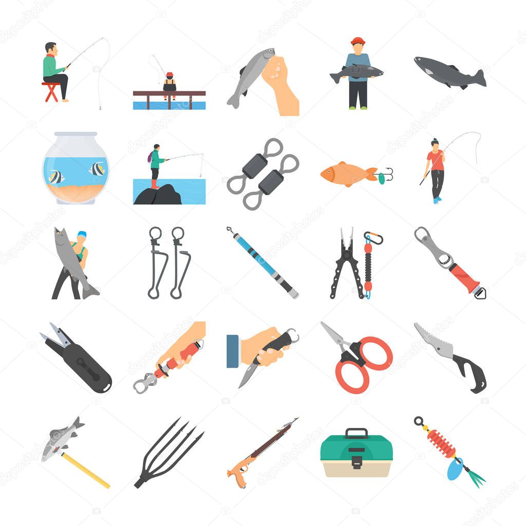 Fishery Flat Vector Icons