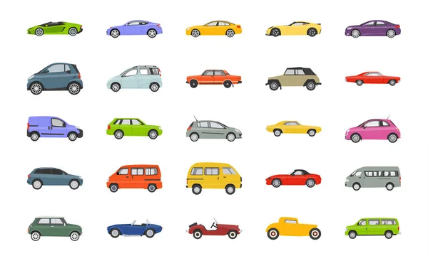 Los Mejores Coches Iconos Planos — Vector de stock