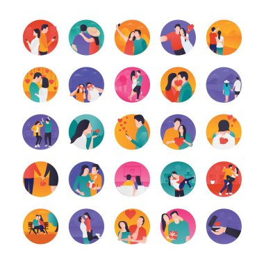 Aşık hikayeler Icons Set