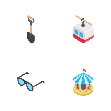 Beach düz vektörel çizimler simgeler