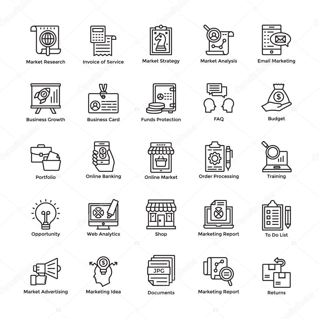 Market and Economy Line Icons 