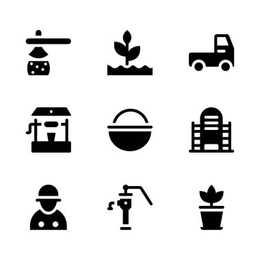 Katı vektör simgeler tarım 
