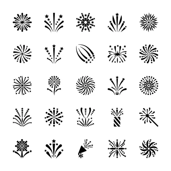 Fireworks Vector Icons Set — Stock Vector