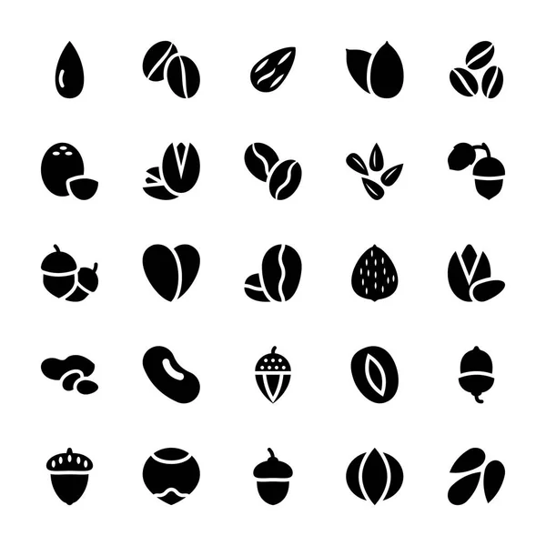 Fruits Secs Glyphe Vecteurs Pack — Image vectorielle