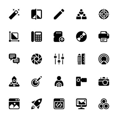 Yazdırma katı Icons Set