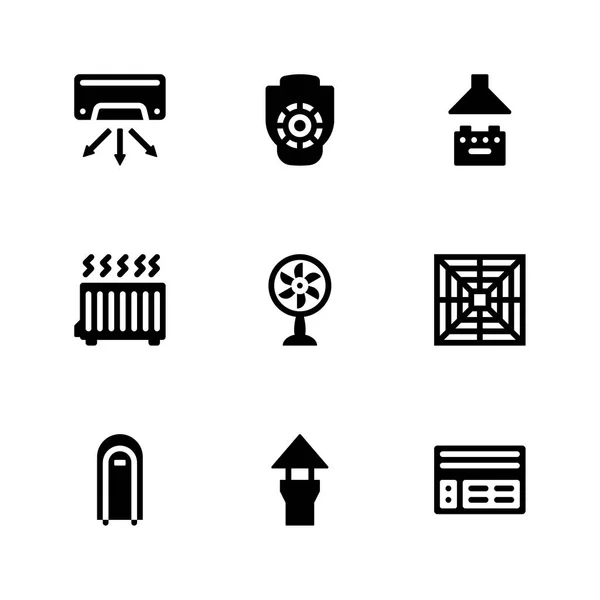 Ventilation Glyph Icons Set — Stock Vector
