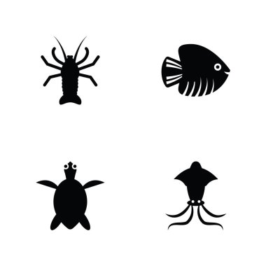 Hayvanlar glif vektörel çizimler 