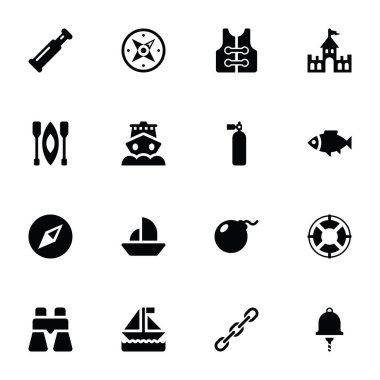 Deniz deniz glif vektörel çizimler paketi 