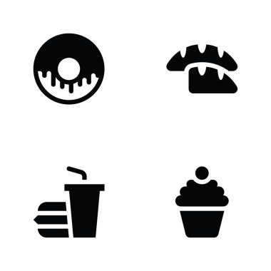 Gıda glif Icons Set