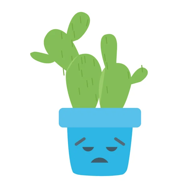 Cactus Jade Con Emoji Triste Cactus Triste — Archivo Imágenes Vectoriales