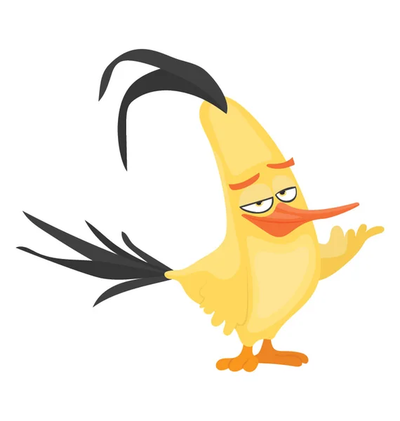 Żółty Kolor Dziób Charakteryzujące Ptak Kreskówka Kreskówki — Wektor stockowy