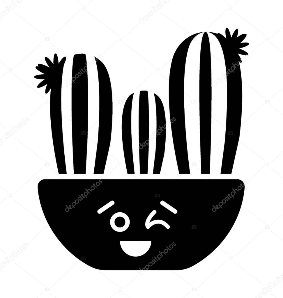 An ear cactus with face emoticon 