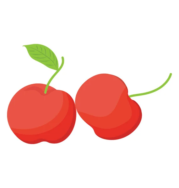 Röd Saftig Frukt Som Bär Kallas Körsbär — Stock vektor