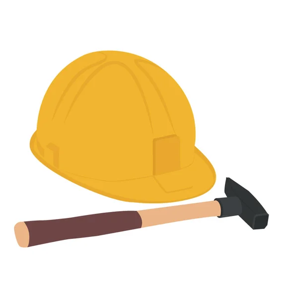 Labourer Symbol Having Hat Pickaxe Icon — Stock Vector