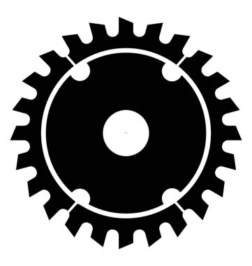 Testere simgesi haddeleme yuvarlak şekli simgeleyen gördüm 