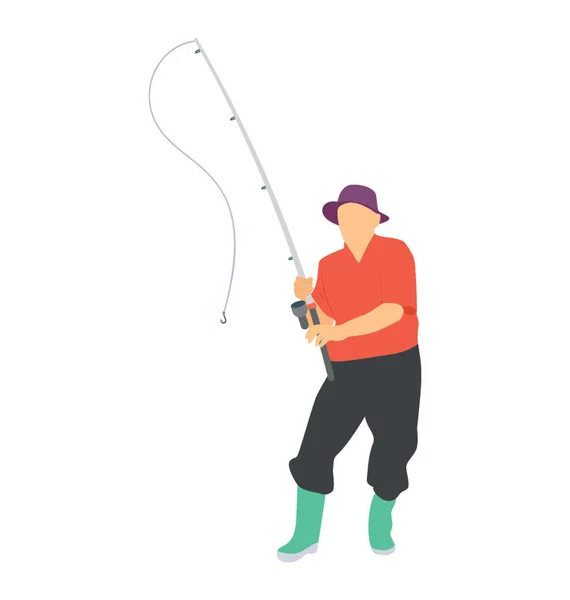 Fisherman Holding Fishing Rod — Stock Vector