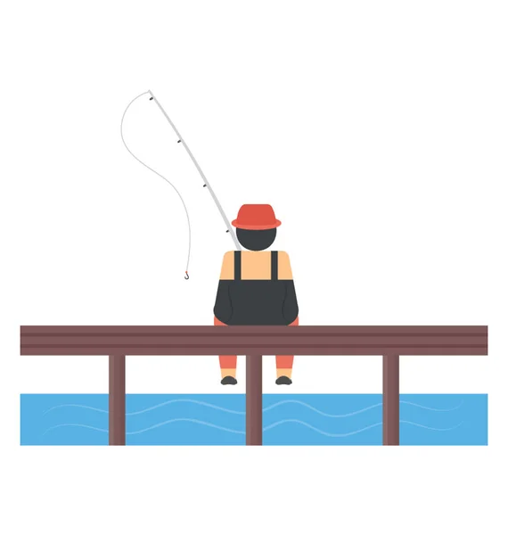Pescador Segurando Uma Vara Pesca — Vetor de Stock