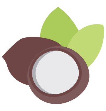 Kurutulmuş meyve yaprakları, Hindistan cevizi ile oval şekil içinde 